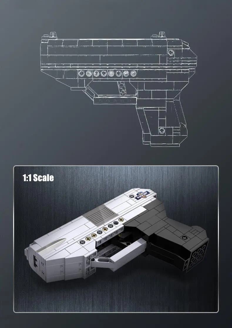 1:1 Double Barrel Pistol Gun Handgun Building Blocks Set