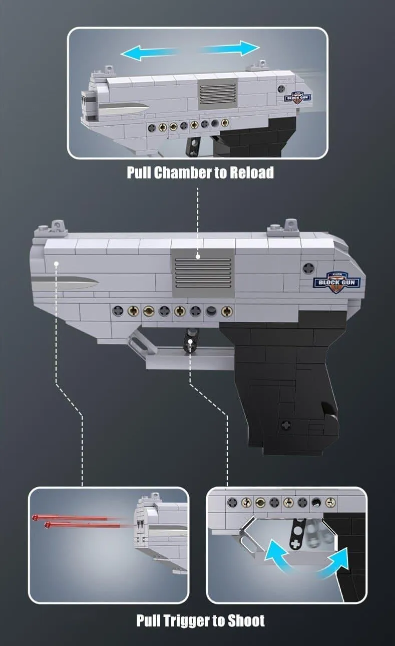 1:1 Double Barrel Pistol Gun Handgun Building Blocks Set