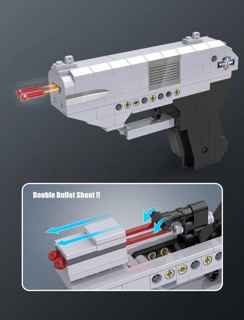 1:1 Double Barrel Pistol Gun Handgun Building Blocks Set