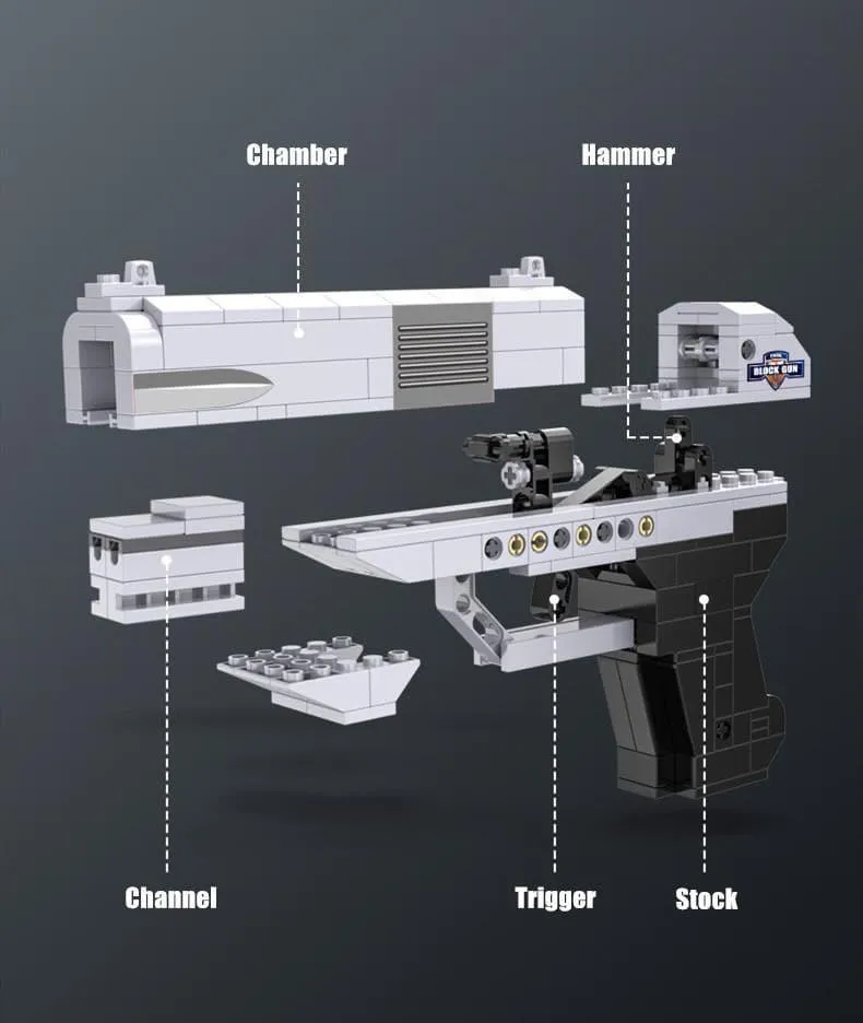 1:1 Double Barrel Pistol Gun Handgun Building Blocks Set