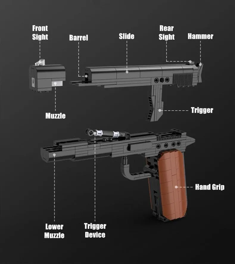 1:1 M1991 Pistol Gun Handgun Building Blocks Set