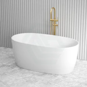 1500/1700mm Delta Riva-Slim Bathtub Oval Freestanding Matt White Acrylic NO Overflow