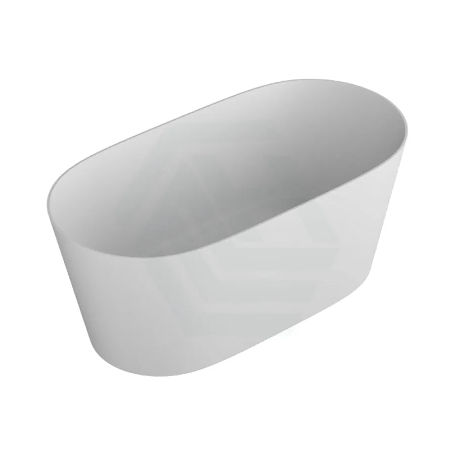 1500/1700mm Mia Riva-Slim Bathtub Oval Freestanding Matt White Acrylic NO Overflow