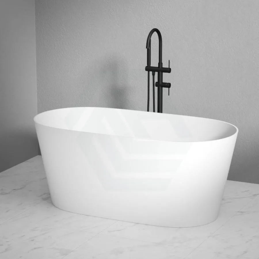 1500/1700mm Mia Riva-Slim Bathtub Oval Freestanding Matt White Acrylic NO Overflow