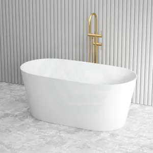 1500/1700mm Mia Riva-Slim Bathtub Oval Freestanding Matt White Acrylic NO Overflow