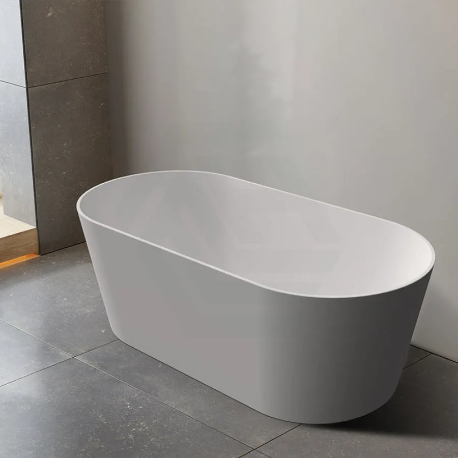 1500/1700mm Mia Riva-Slim Bathtub Oval Freestanding Matt White Acrylic NO Overflow