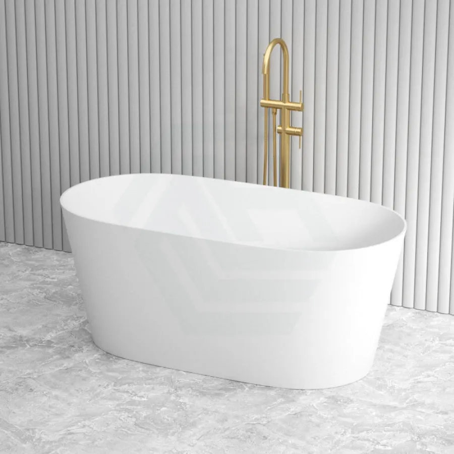 1500/1700mm Mia Riva-Slim Bathtub Oval Freestanding Matt White Acrylic NO Overflow