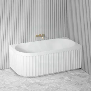 1500/1700mm Roma Bathtub Right Corner Acrylic Matt White NO Overflow