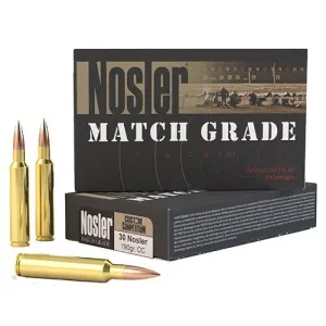 30 Nosler - Match Grade Ammunition, 190gr. Custom Competition Hollow Point Boat Tail, Per 20