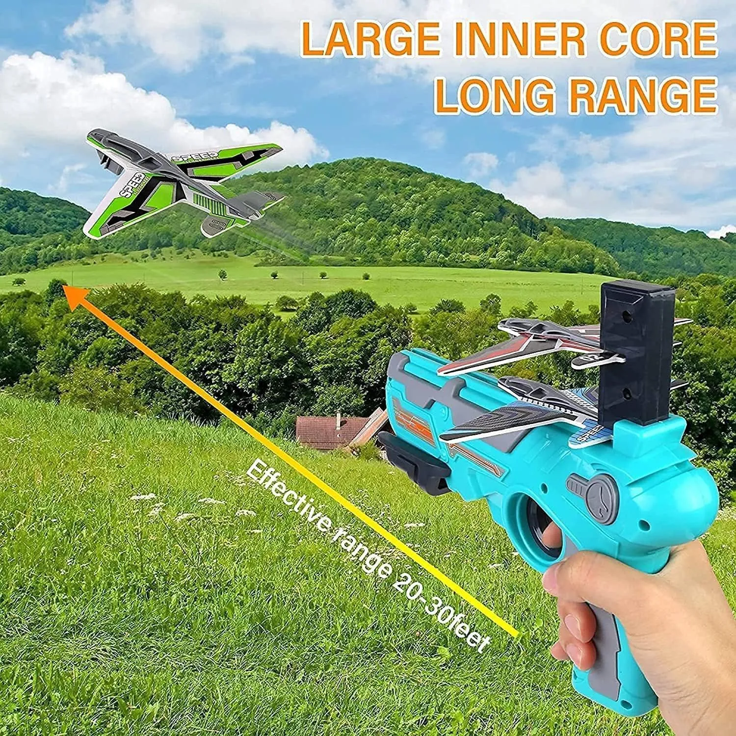 4710 Airplane Launcher Gun Toy with Foam Glider Planes, Outdoor Games for Children, Best Aeroplane Toys for Kids, Air Battle Gun Toys  ( 5 Plane Include )