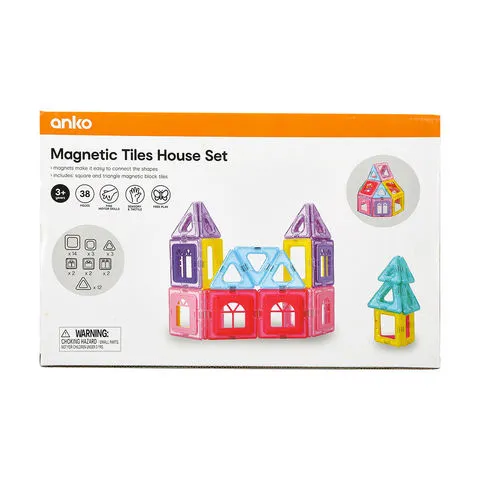 Anko 38 Piece Magnetic Tiles House Set / Suitable for Ages 3 