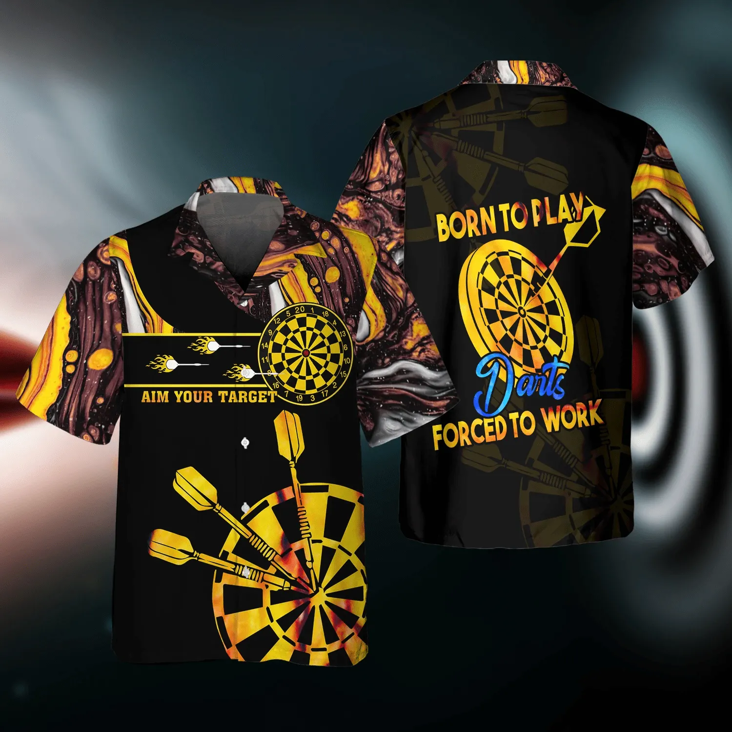 Born To Play Darts 3D Hawaiian Shirt for Men and women, Funny Dart Hawaiian Shirt