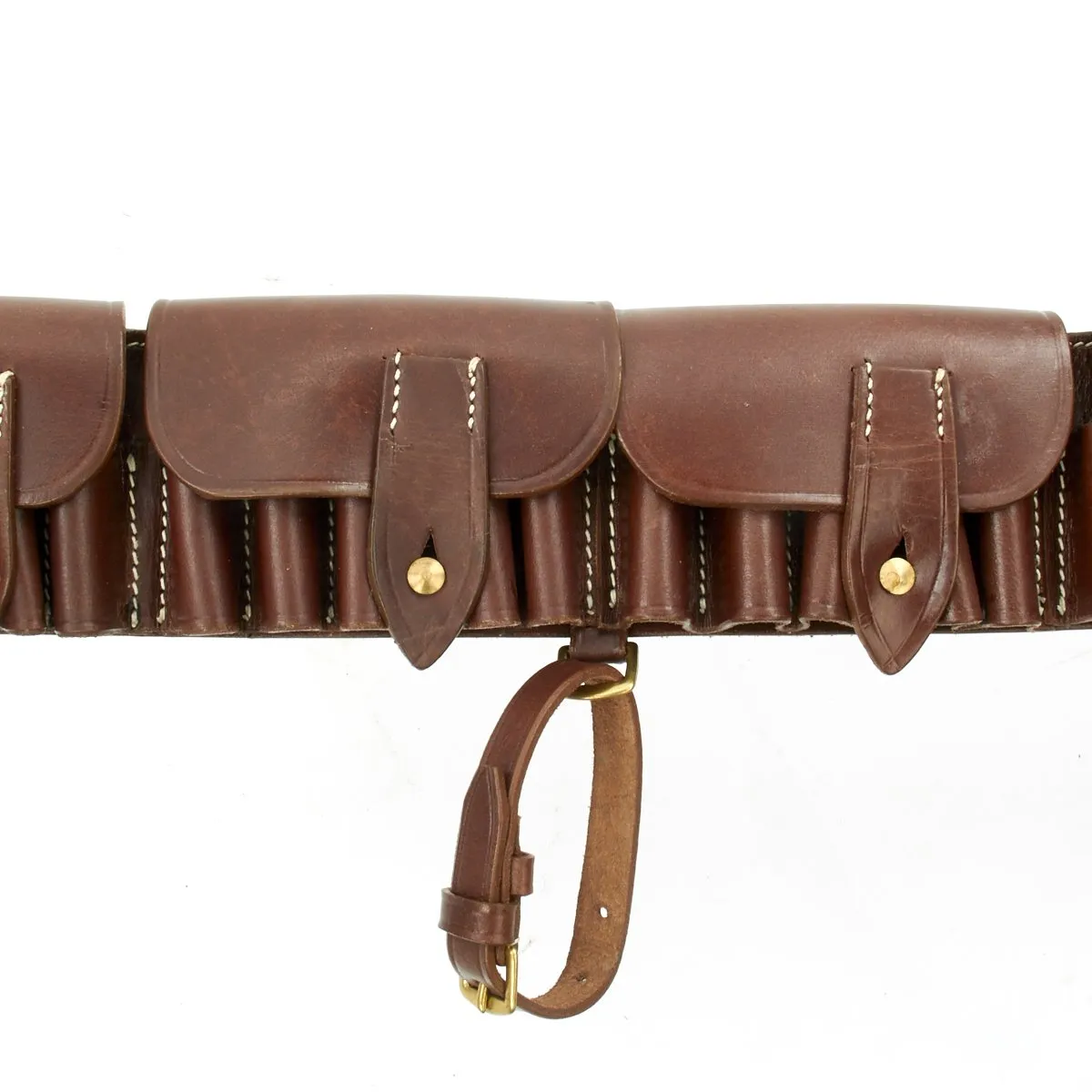 British Victorian Era Martini-Henry Rifle Brown Leather Ammunition Bandolier- 50 Round Capacity