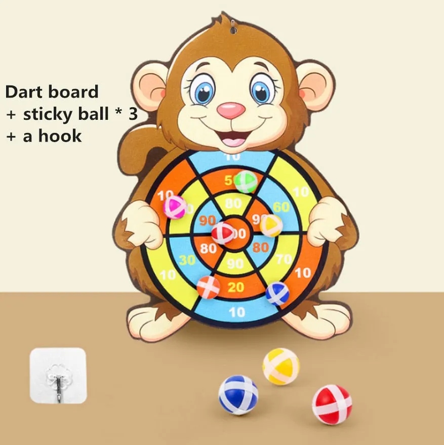 Cartoon Animal Dart Board/Sticky Ball Board - Family Interactive Educational Toy