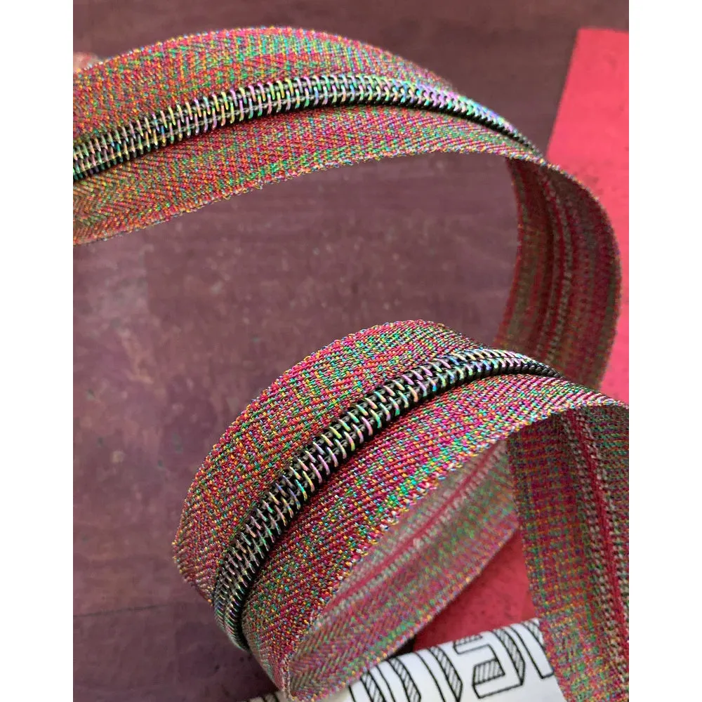 Colourful Zipper Tape with Iridescent Teeth - 3 yards