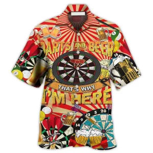 Darts And Beer That's Why I'm Here Hawaiian Shirt, 3D Printed Dart Hawaii Shirt, Dart Gift