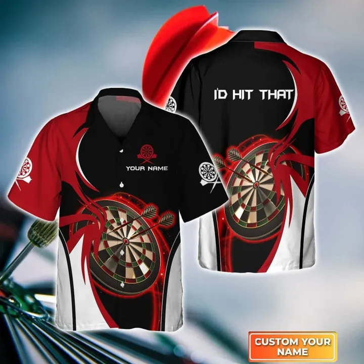 Darts Target Personalized Name 3D Hawaiian Shirt For Darts Player, Dart Hawaiian Shirt