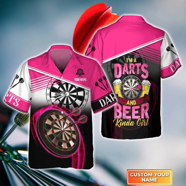 Darts Target Personalized Name 3D Hawaiian Shirt For Darts Player, Dart Hawaiian Shirt