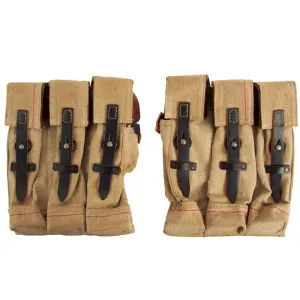 German WWII MP 44 Magazine Jute and Leather Pouch Set Constructed From Original Period Jute Postal Bags