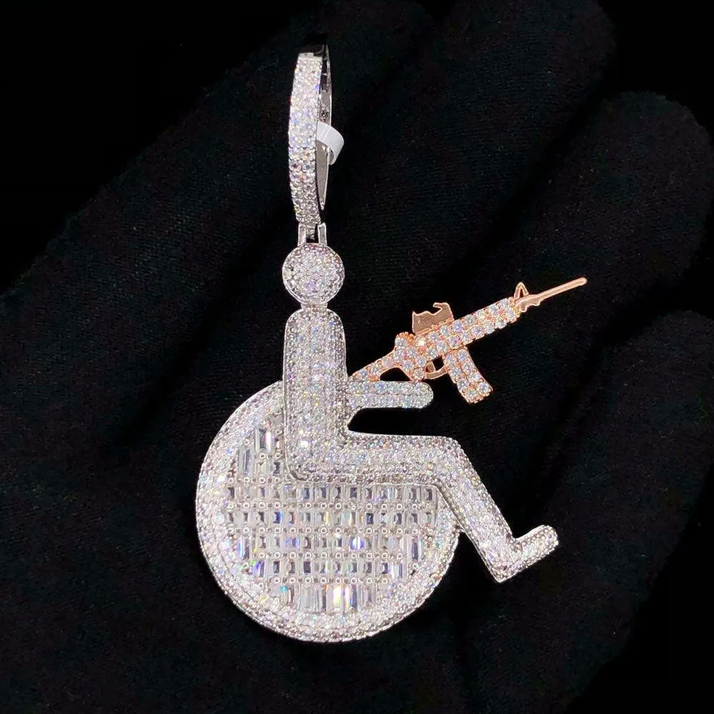 Handicap Machine Gun VVS CZ Hip Hop Iced Out Pendant