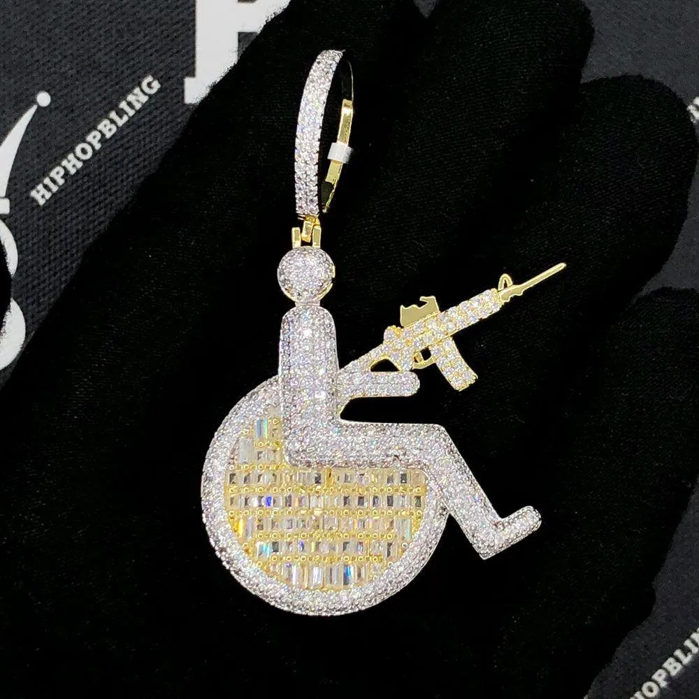 Handicap Machine Gun VVS CZ Hip Hop Iced Out Pendant