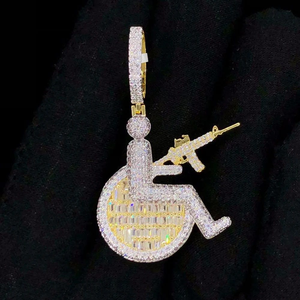 Handicap Machine Gun VVS CZ Hip Hop Iced Out Pendant