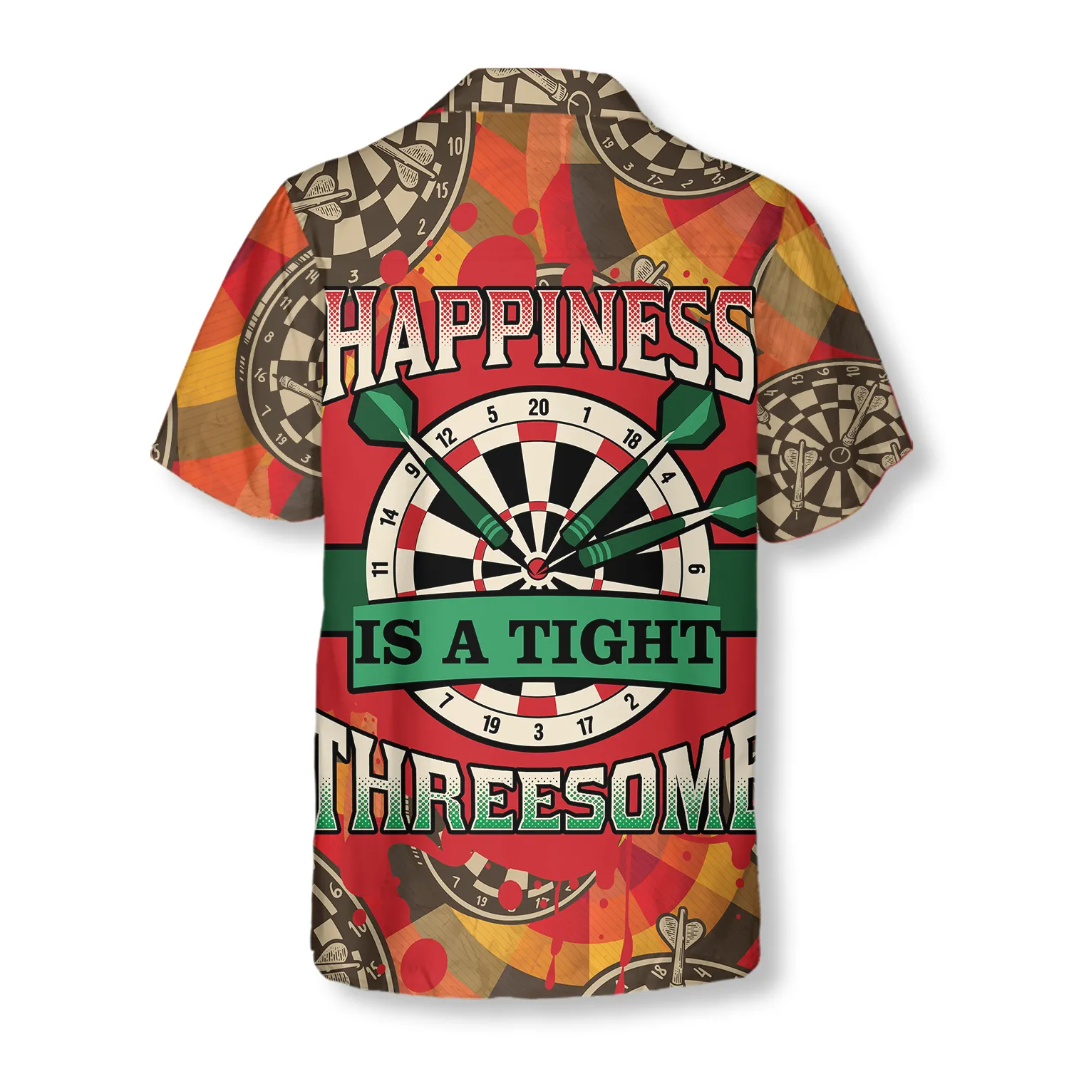 Happiness Is a Tight Threesome Darts Hawaiian Shirt, Colorful Summer Aloha Shirt For Men Women, Gift For Friend, Team, Darts Lovers