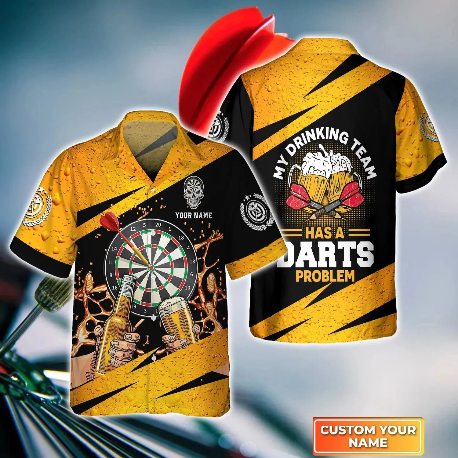 Just Want To Drink Beer And Play Darts. Personalized Name 3D Hawaiian Shirt