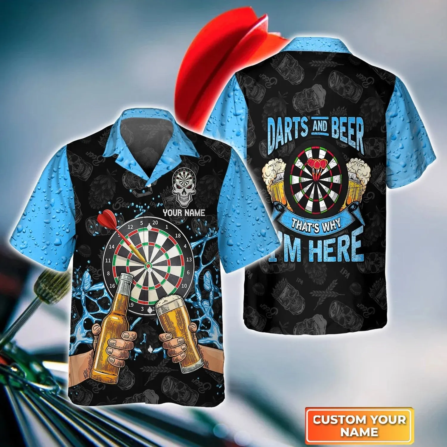 Just Want To Drink Beer And Play Darts. Personalized Name 3D Hawaiian Shirt