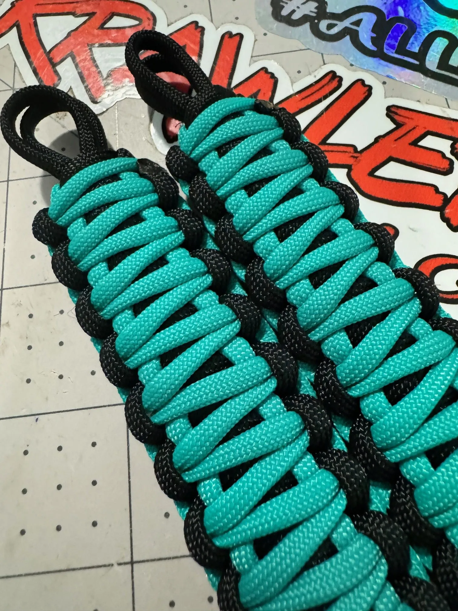 Krawlergrips Atwood Teal Paracord grab handles.