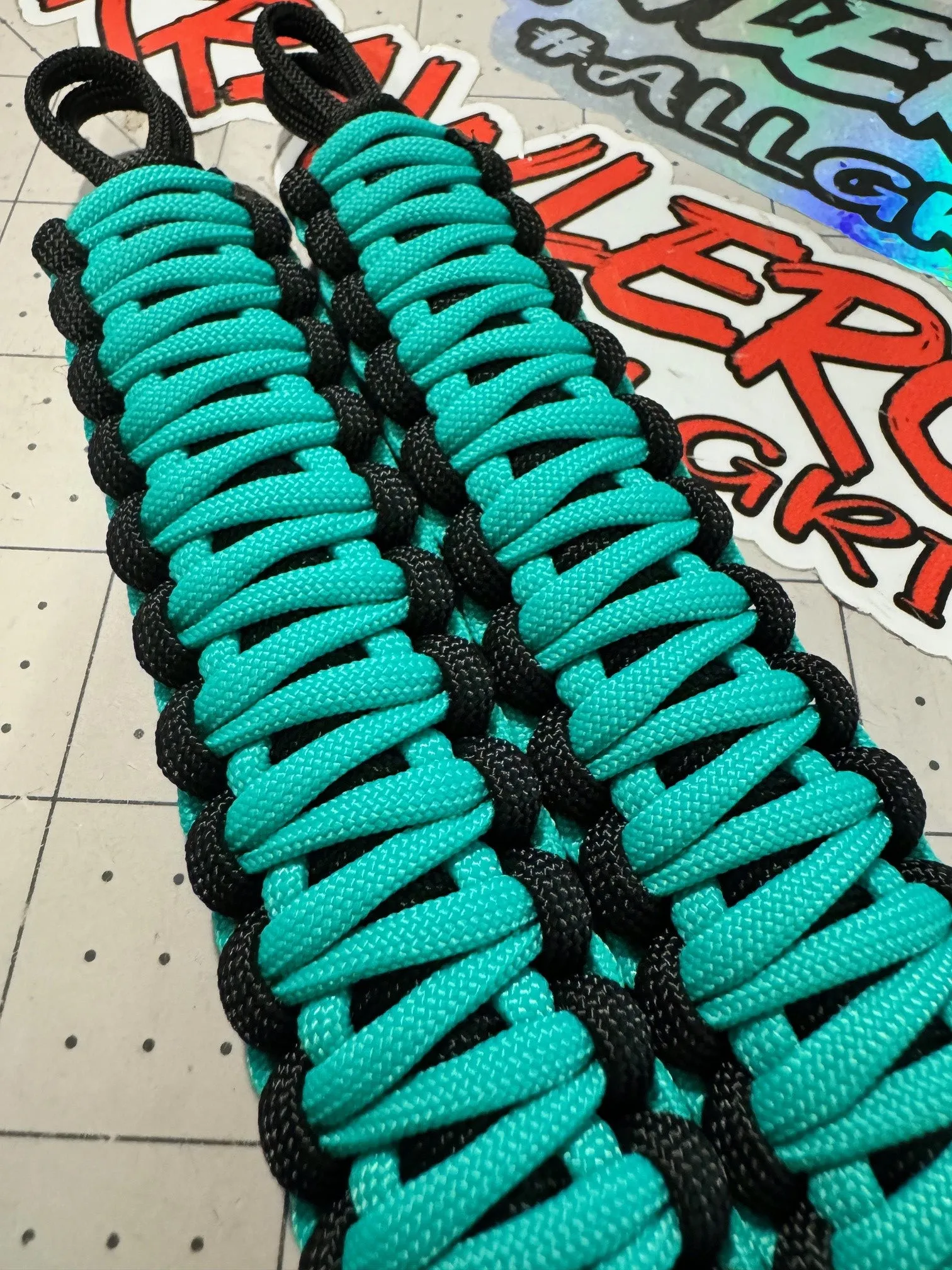 Krawlergrips Atwood Teal Paracord grab handles.