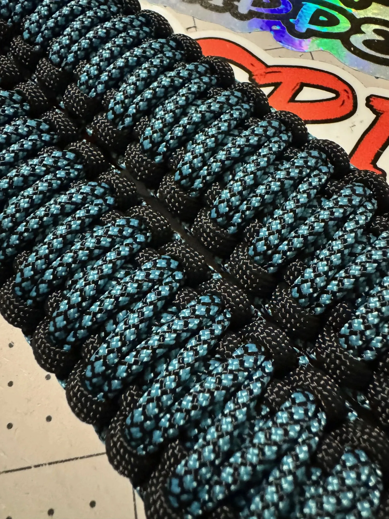 Krawlergrips Neon Turquoise Diamonds Grab Handles Paracord