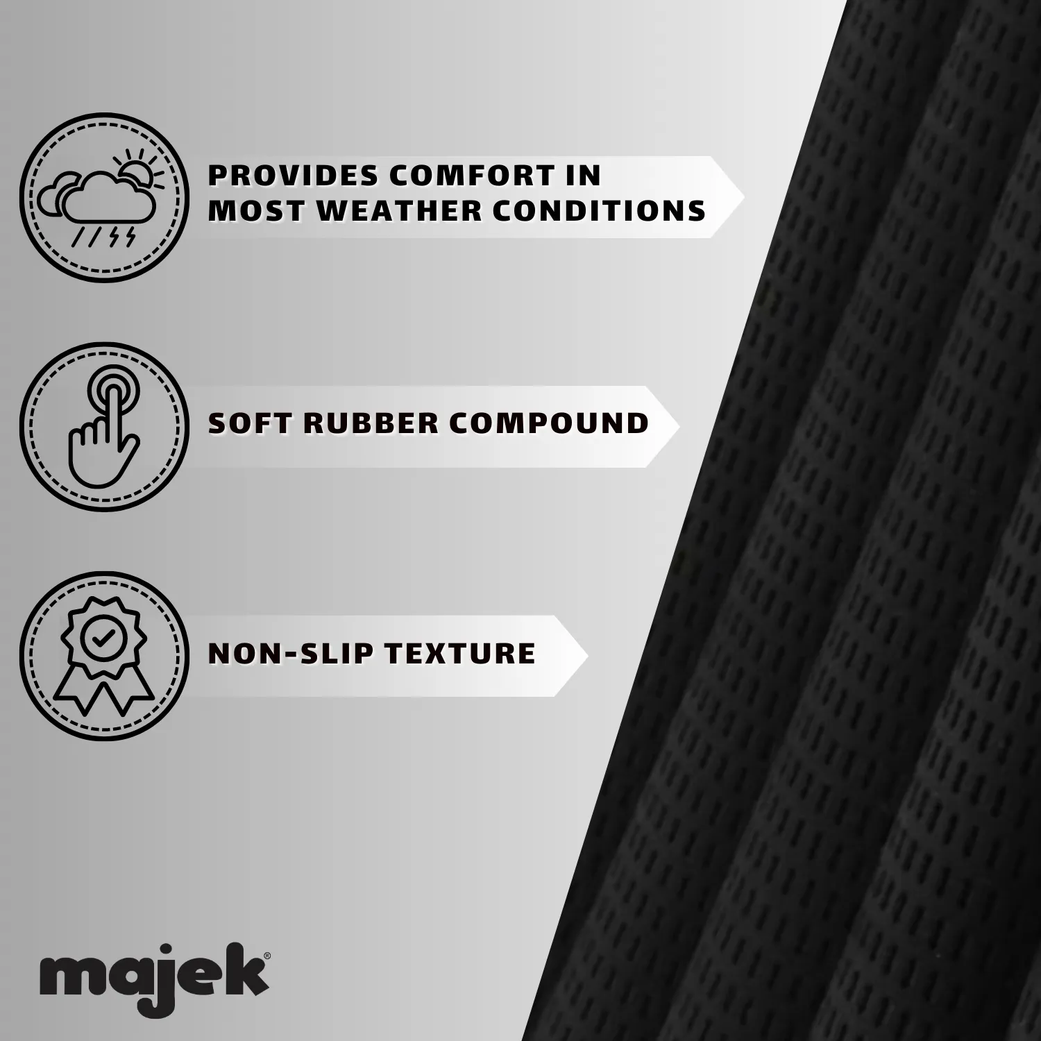 Majek Golf Club Grips Super Jumbo Extra Large Tour 360 Degree Black - NO LOGO - Round .600 Extra Large XL XXL Great for Tall Golfers with Big Hands - Premium Rubber Golf Grips -High Traction