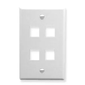 Modular Keystone Faceplate, 4 Port, White, 25 pack