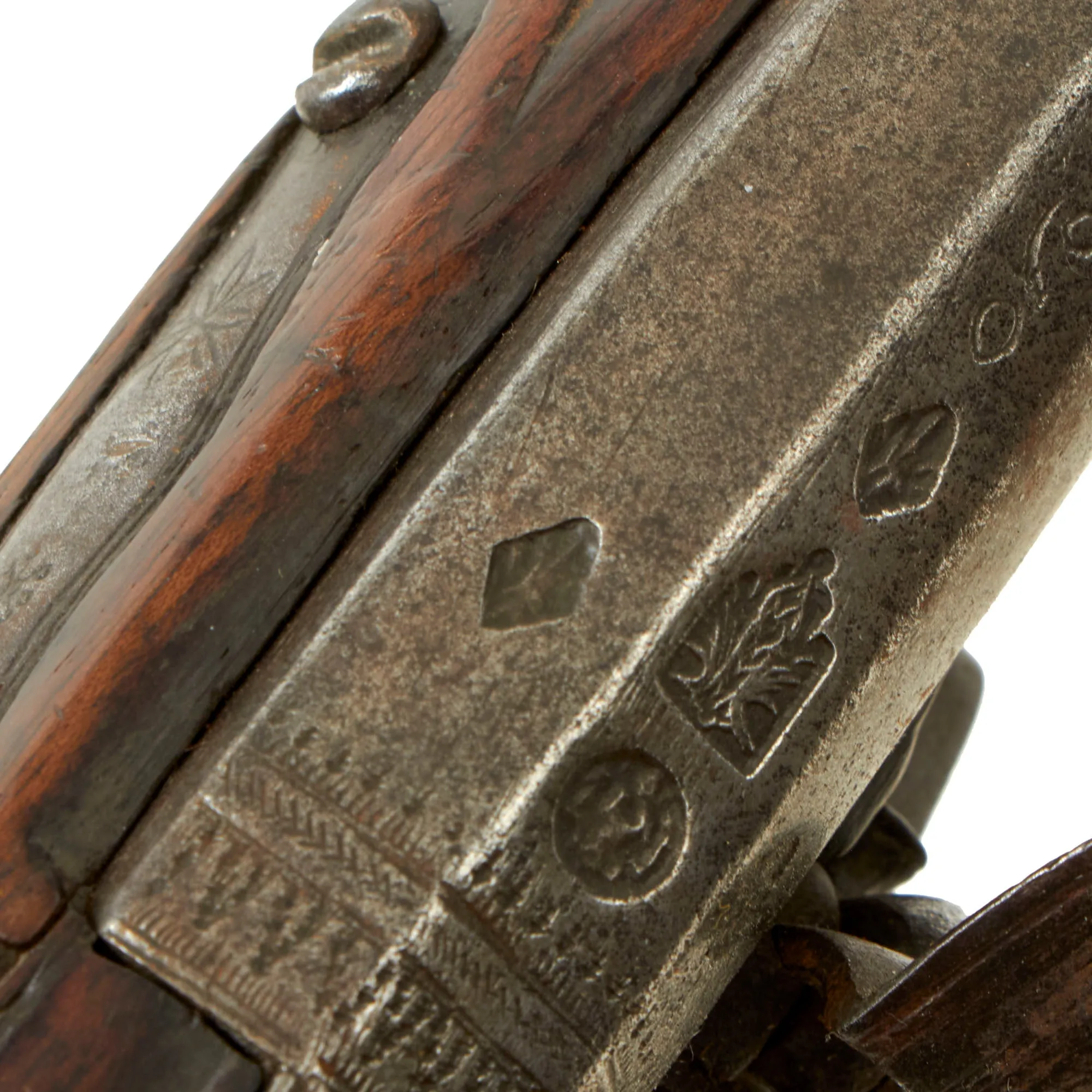 Original 19th Century Ottoman Short Flintlock Holster Pistol with Silver Decorated Butt Cap and Carved Stock