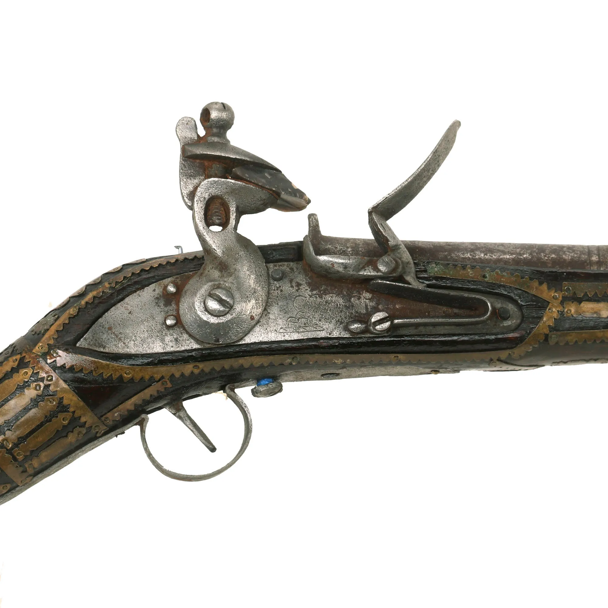 Original Afghan 19th Century Flintlock Jezail Musket with East India Company Rampart Lion Marked Brown Bess Lock