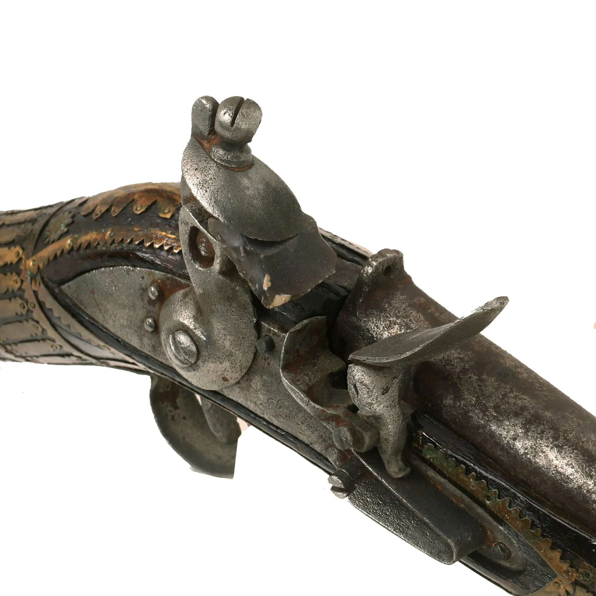 Original Afghan 19th Century Flintlock Jezail Musket with East India Company Rampart Lion Marked Brown Bess Lock