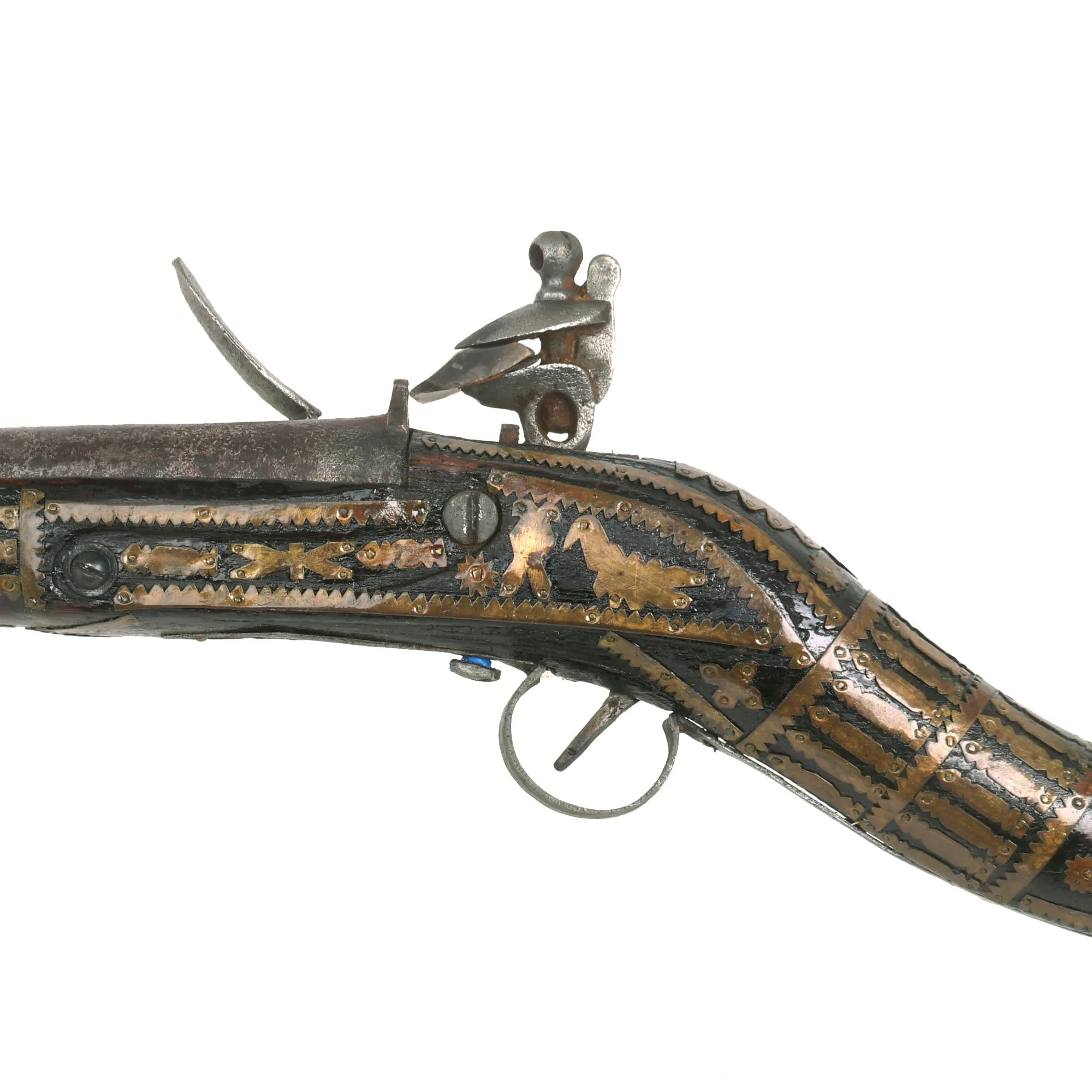 Original Afghan 19th Century Flintlock Jezail Musket with East India Company Rampart Lion Marked Brown Bess Lock