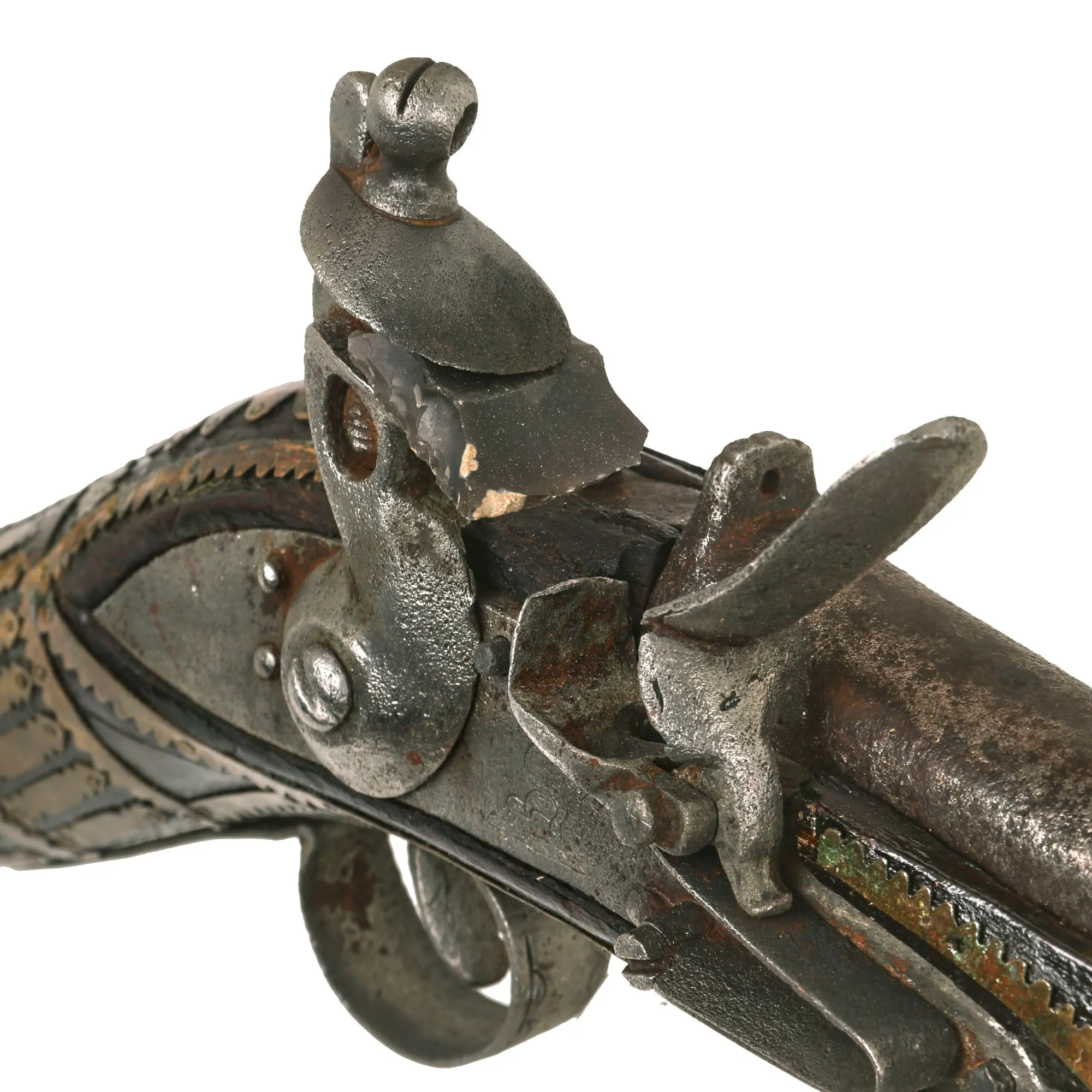 Original Afghan 19th Century Flintlock Jezail Musket with East India Company Rampart Lion Marked Brown Bess Lock