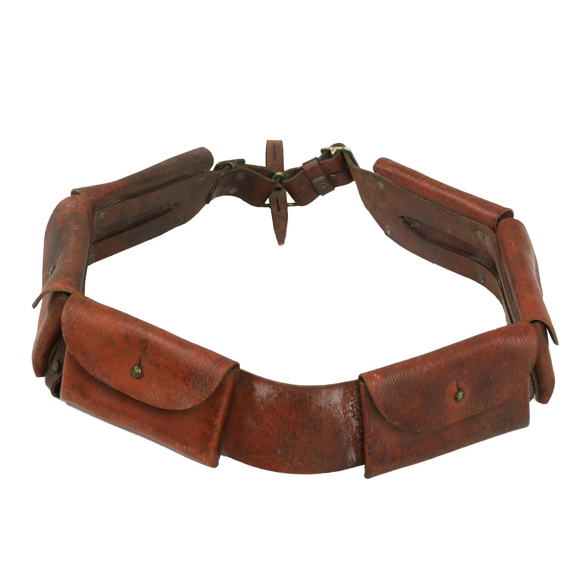 Original Australian WWI Rare Pattern 1903 Hotchkiss Machine Gun Ammunition Leather Bandolier - Dated 1917