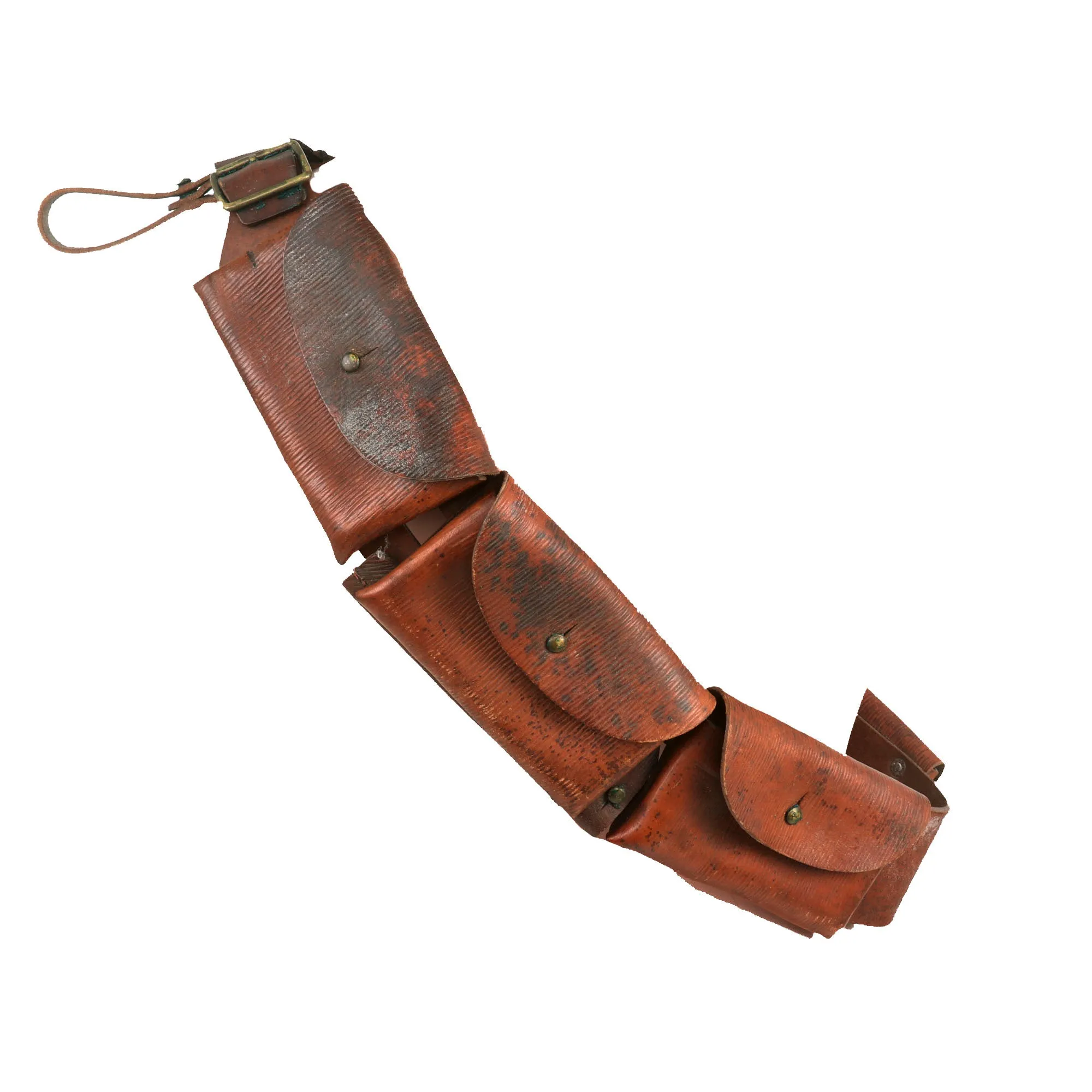 Original Australian WWI Rare Pattern 1903 Hotchkiss Machine Gun Ammunition Leather Bandolier - Dated 1917