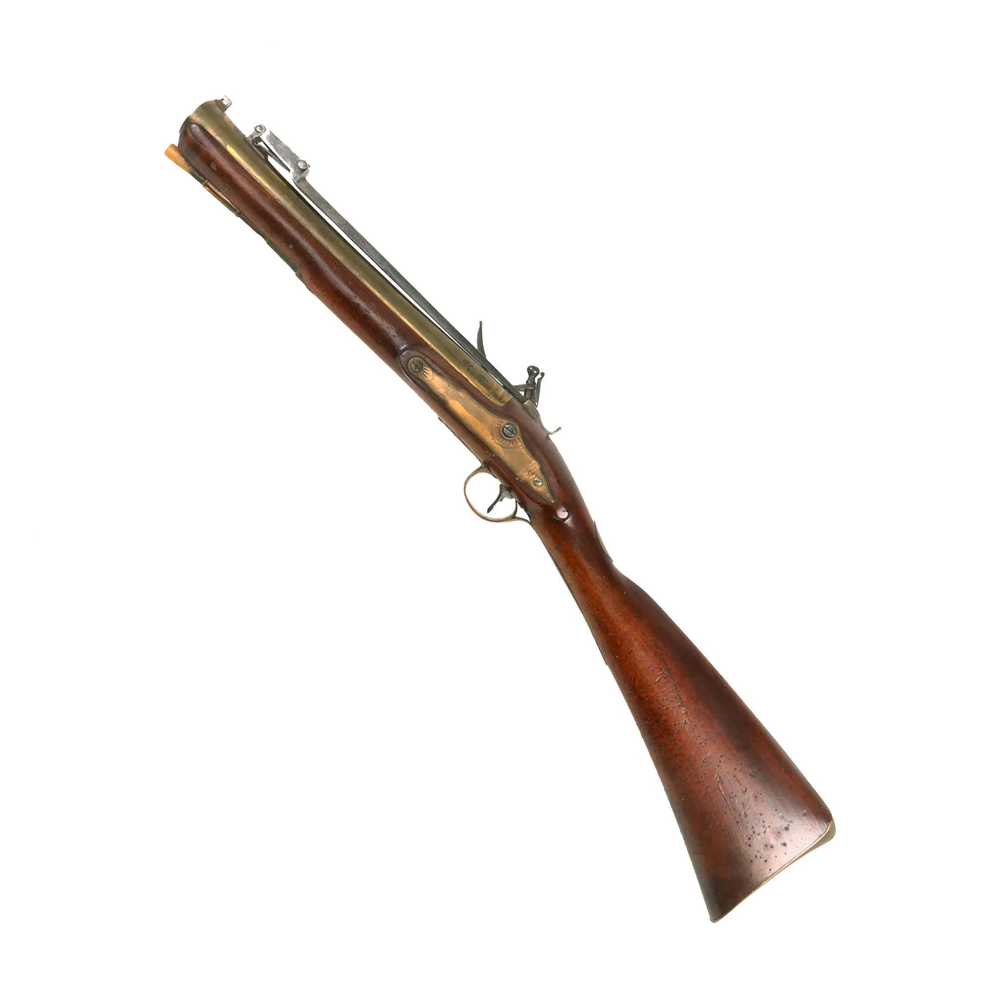 Original British Brass Barrel Flintlock Coaching Blunderbuss by Joseph & William Richards of London with Spring Loaded Bayonet - circa 1810