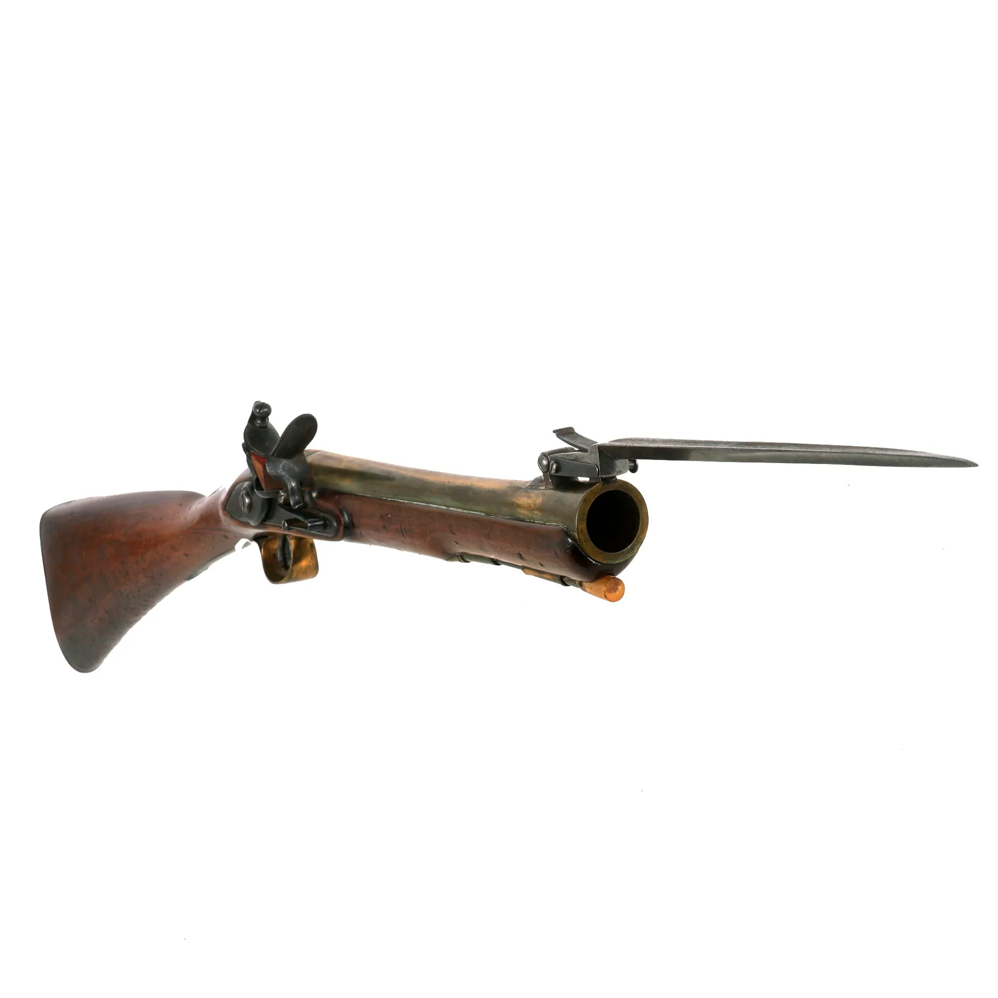 Original British Brass Barrel Flintlock Coaching Blunderbuss by Joseph & William Richards of London with Spring Loaded Bayonet - circa 1810