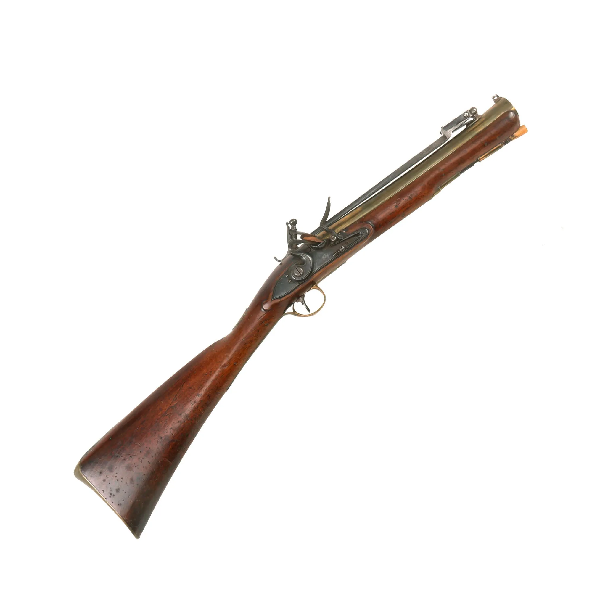 Original British Brass Barrel Flintlock Coaching Blunderbuss by Joseph & William Richards of London with Spring Loaded Bayonet - circa 1810