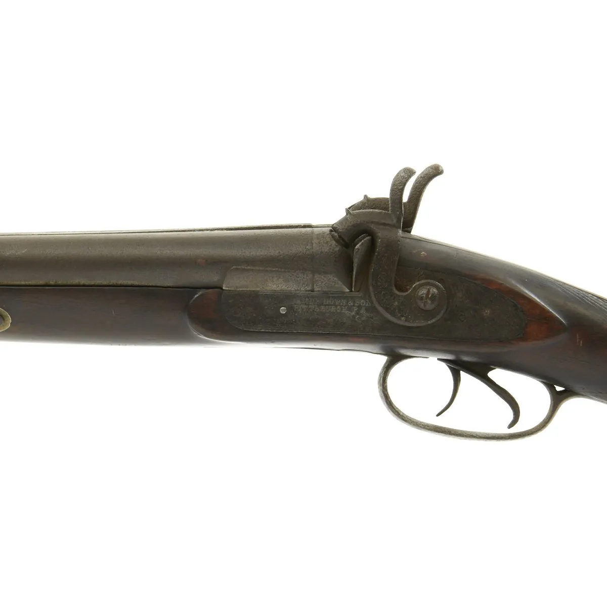 Original British Double Bbl. 16ga. Percussion Shotgun Sold in U.S. by James Bown & Sons - c.1840