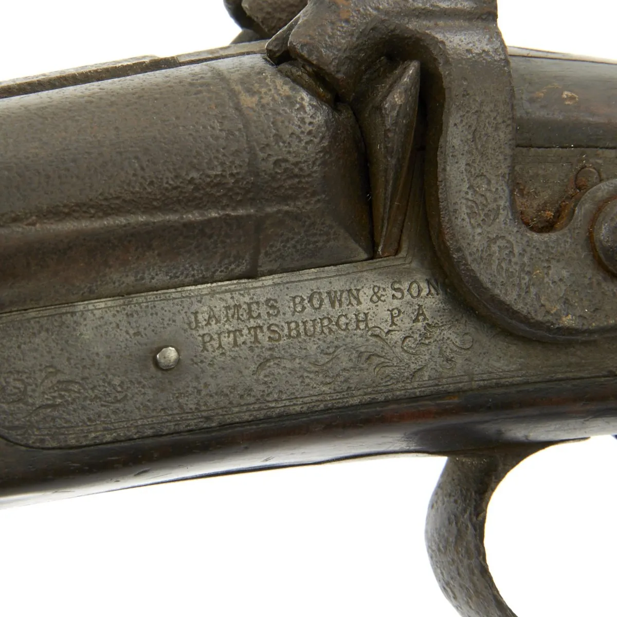 Original British Double Bbl. 16ga. Percussion Shotgun Sold in U.S. by James Bown & Sons - c.1840