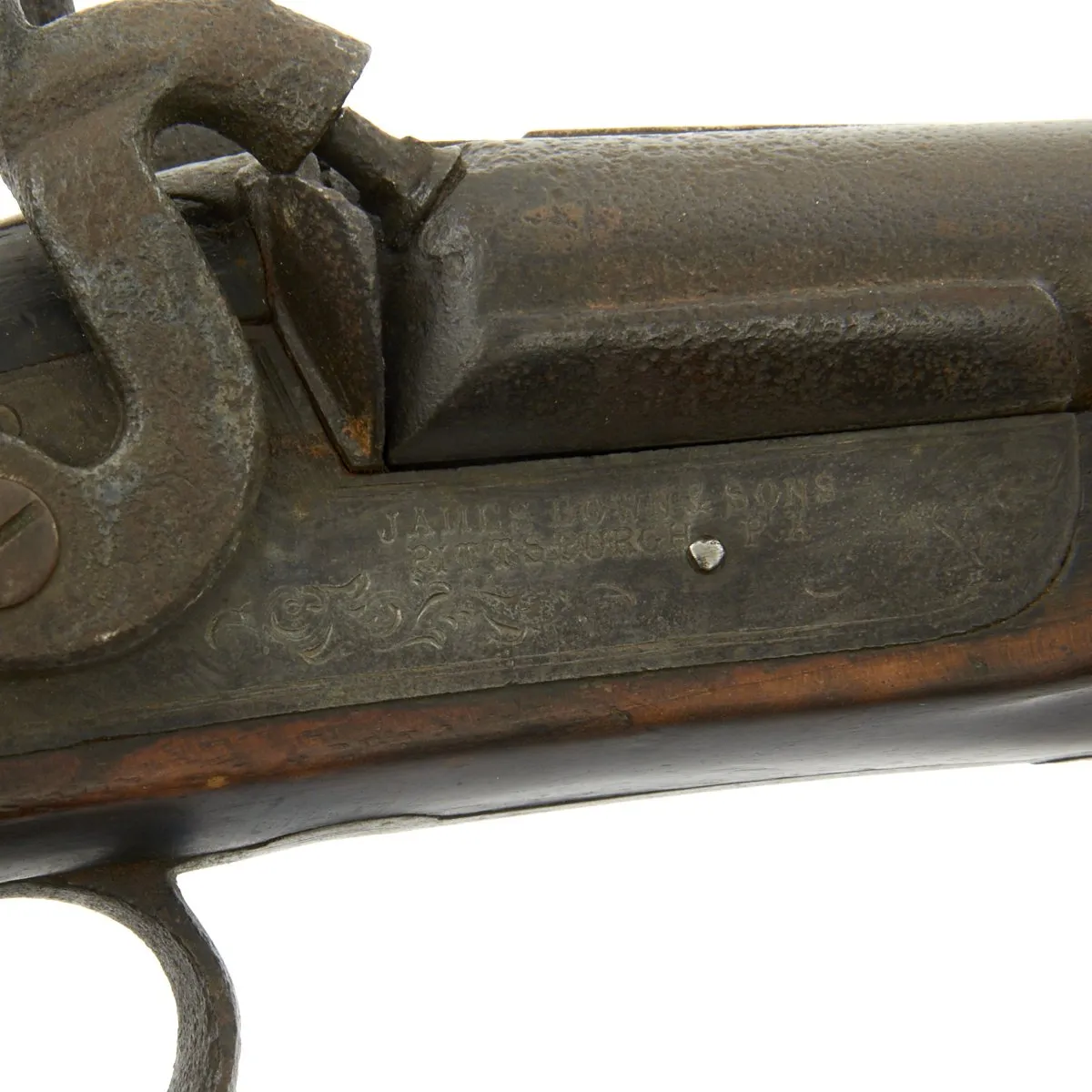 Original British Double Bbl. 16ga. Percussion Shotgun Sold in U.S. by James Bown & Sons - c.1840