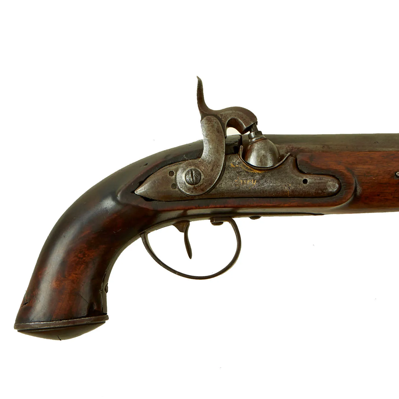 Original British Percussion Converted Flintlock Overcoat Pistol Signed "Bury" with Proof Marked Barrel - Circa 1810