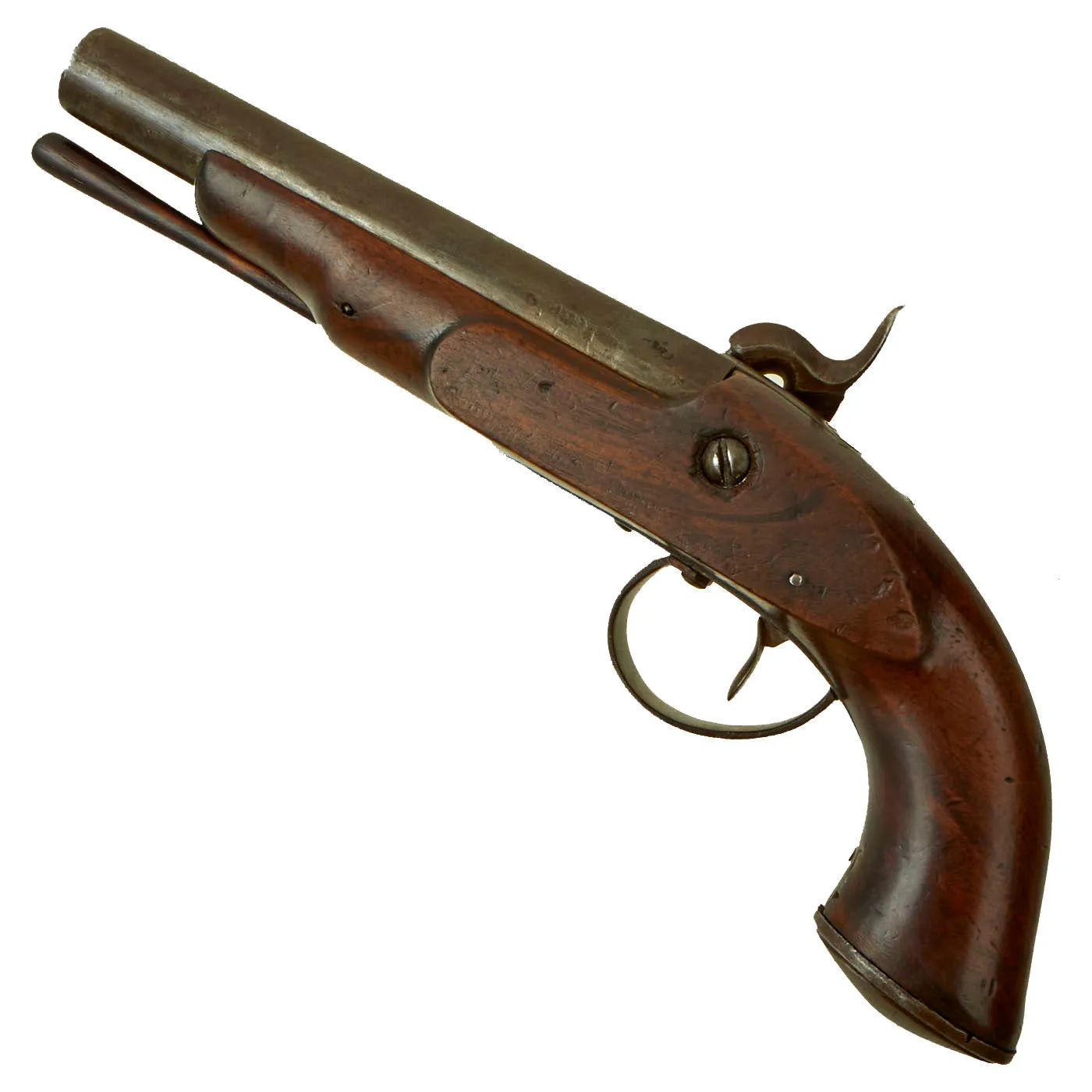 Original British Percussion Converted Flintlock Overcoat Pistol Signed "Bury" with Proof Marked Barrel - Circa 1810