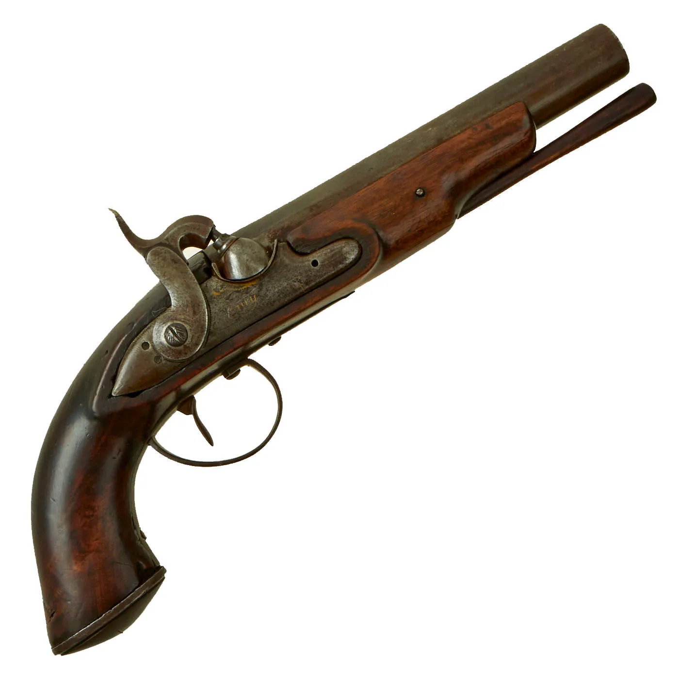 Original British Percussion Converted Flintlock Overcoat Pistol Signed "Bury" with Proof Marked Barrel - Circa 1810